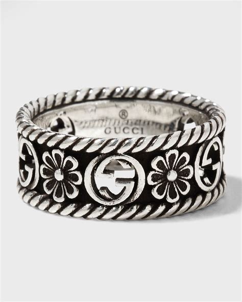 gucci interlocking g flower silver ring|gucci interlocking g ring sandals.